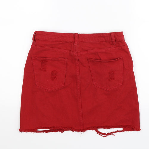 Denim Club Womens Red  Denim Mini Skirt Size 10