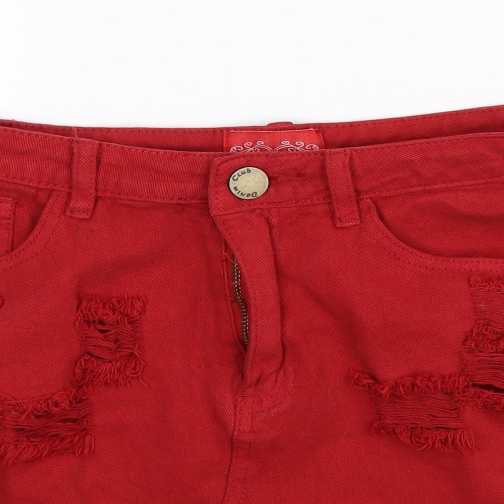 Denim Club Womens Red  Denim Mini Skirt Size 10