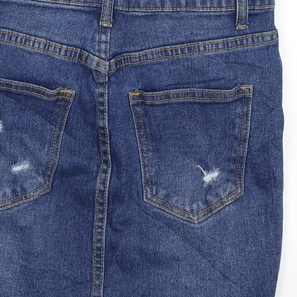 PRETTYLITTLETHING Womens Blue  Denim Mini Skirt Size 8  - Distressed