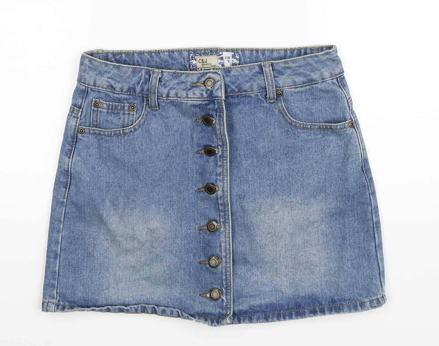 Cosmic Womens Blue  Denim A-Line Skirt Size 10