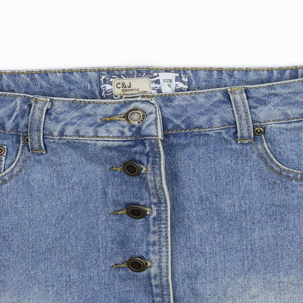 Cosmic Womens Blue  Denim A-Line Skirt Size 10