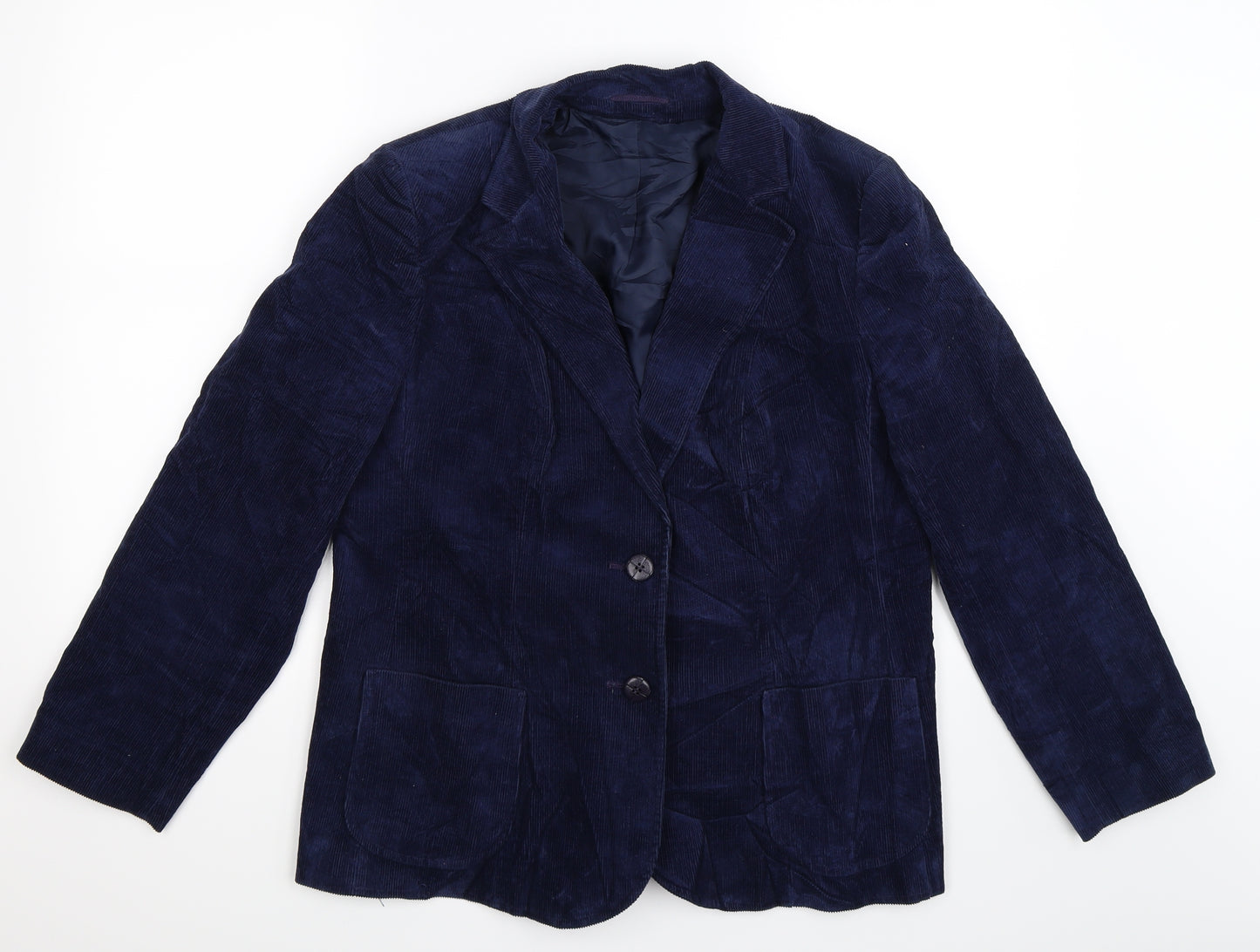 Preworn Womens Blue  Corduroy Jacket Blazer Size 14