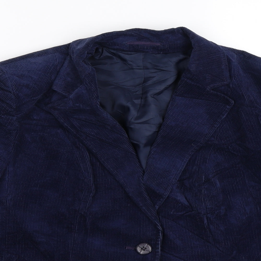 Preworn Womens Blue  Corduroy Jacket Blazer Size 14