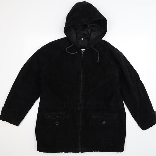 NuAge Womens Black  Corduroy Jacket Coat Size 12