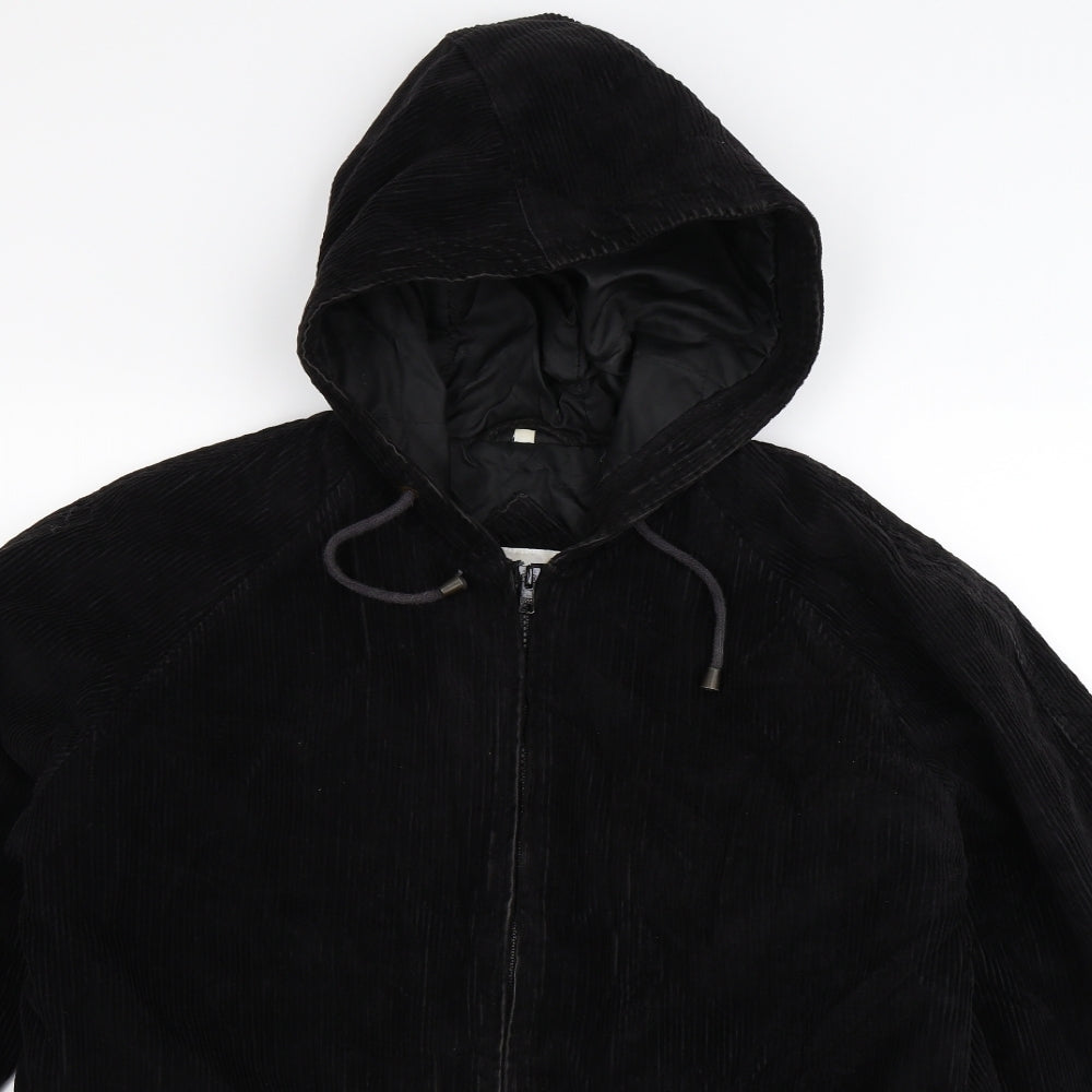 NuAge Womens Black  Corduroy Jacket Coat Size 12