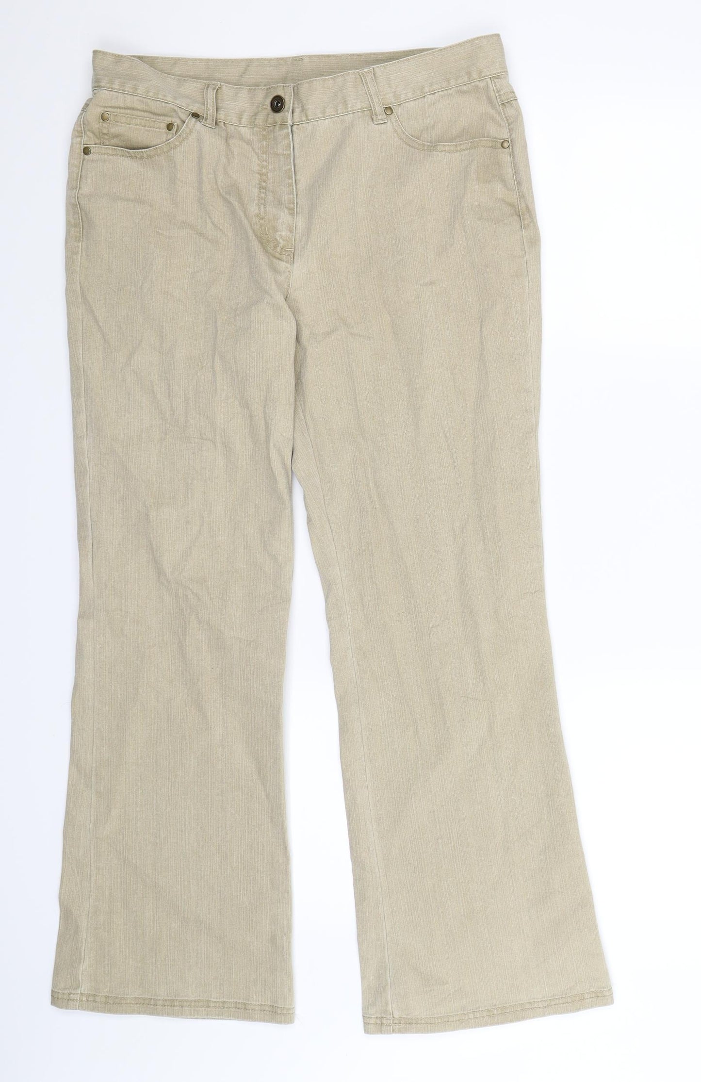 Berkertex Womens Beige  Denim Flared Jeans Size 14 L29 in