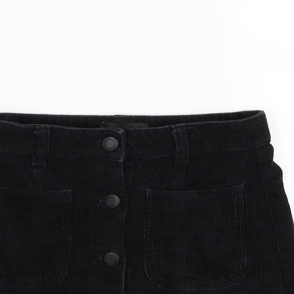 NEXT Womens Black  Corduroy A-Line Skirt Size 6