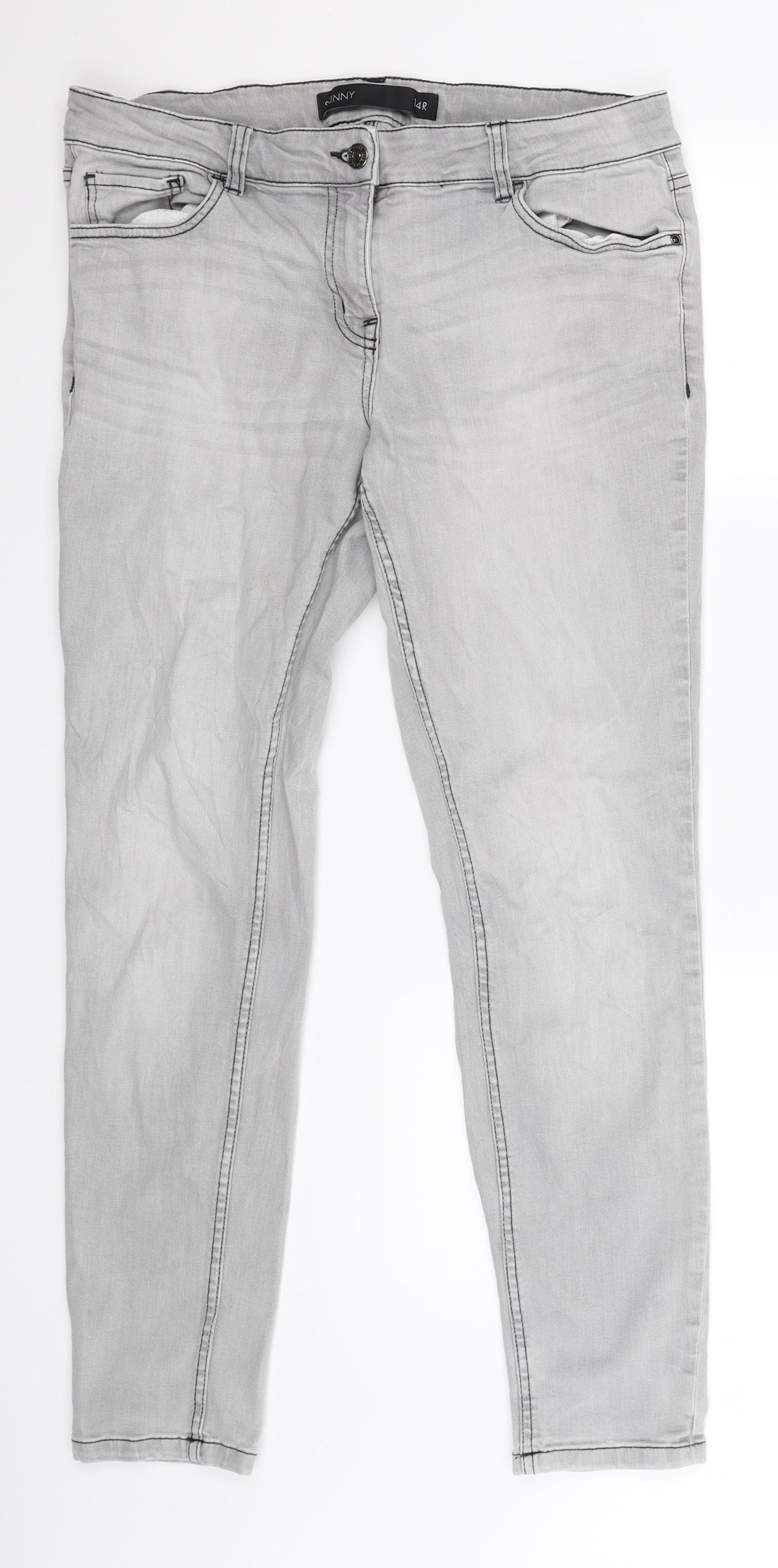 NEXT Womens Grey  Denim Skinny Jeans Size 14 L29 in
