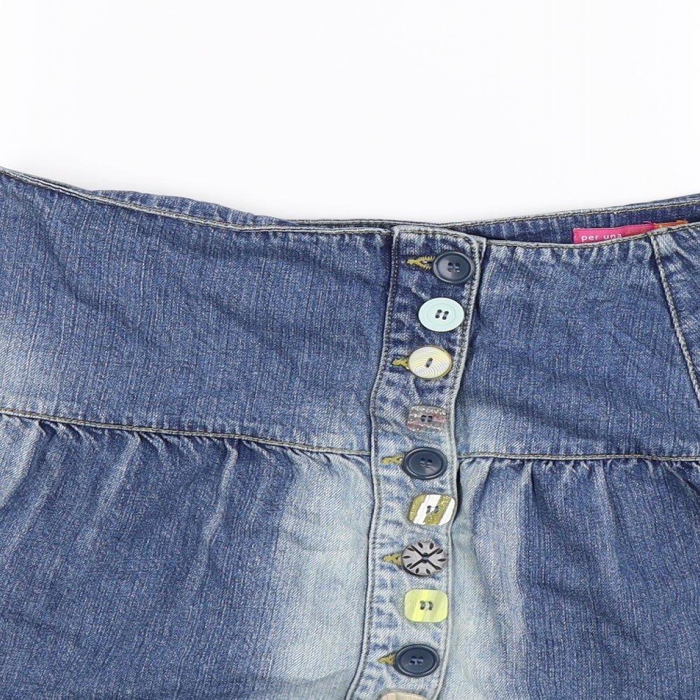 Marks and Spencer Womens Blue  Denim A-Line Skirt Size 14