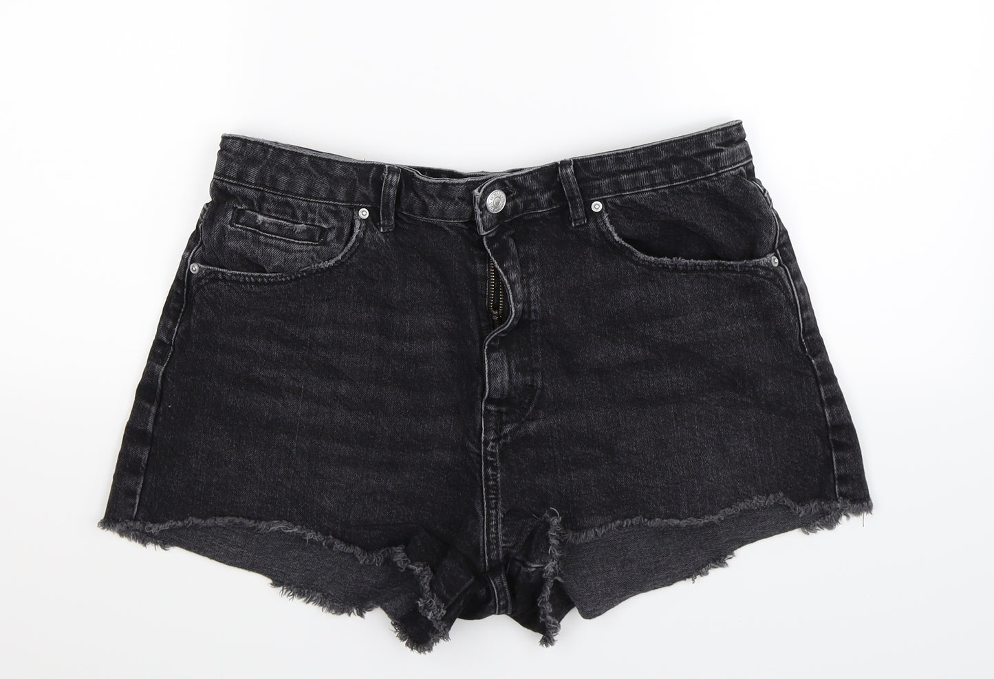 Zara Womens Black  Denim Hot Pants Shorts Size 16