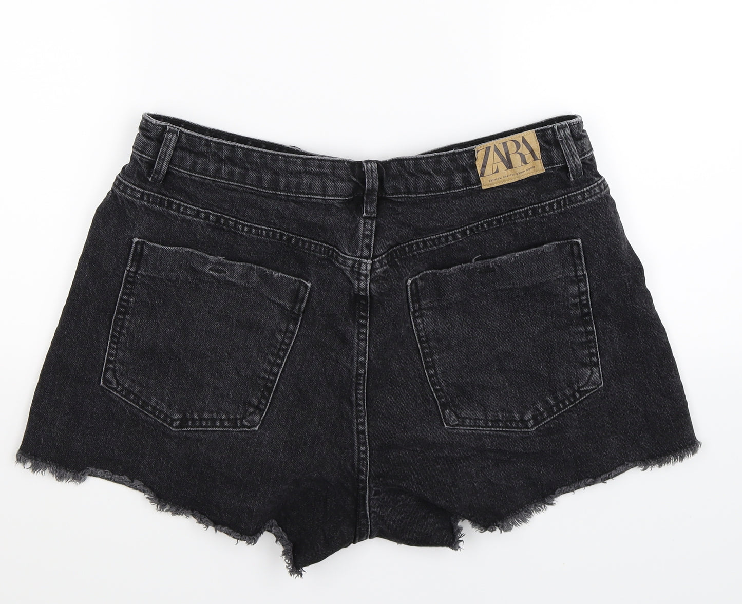 Zara Womens Black  Denim Hot Pants Shorts Size 16