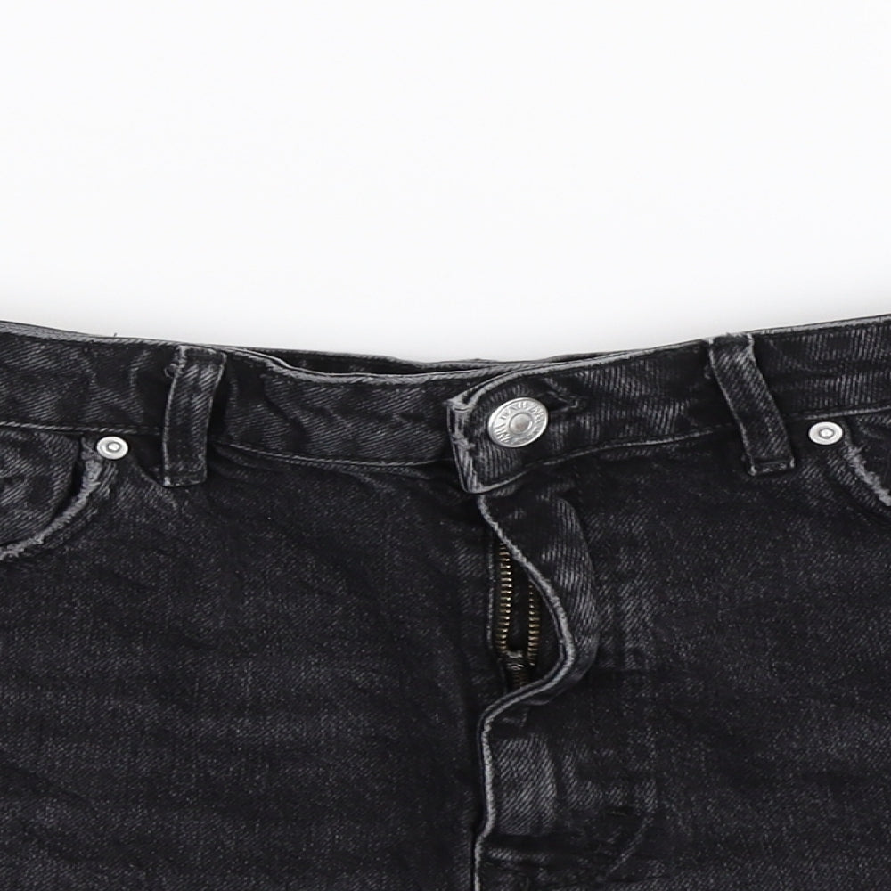 Zara Womens Black  Denim Hot Pants Shorts Size 16