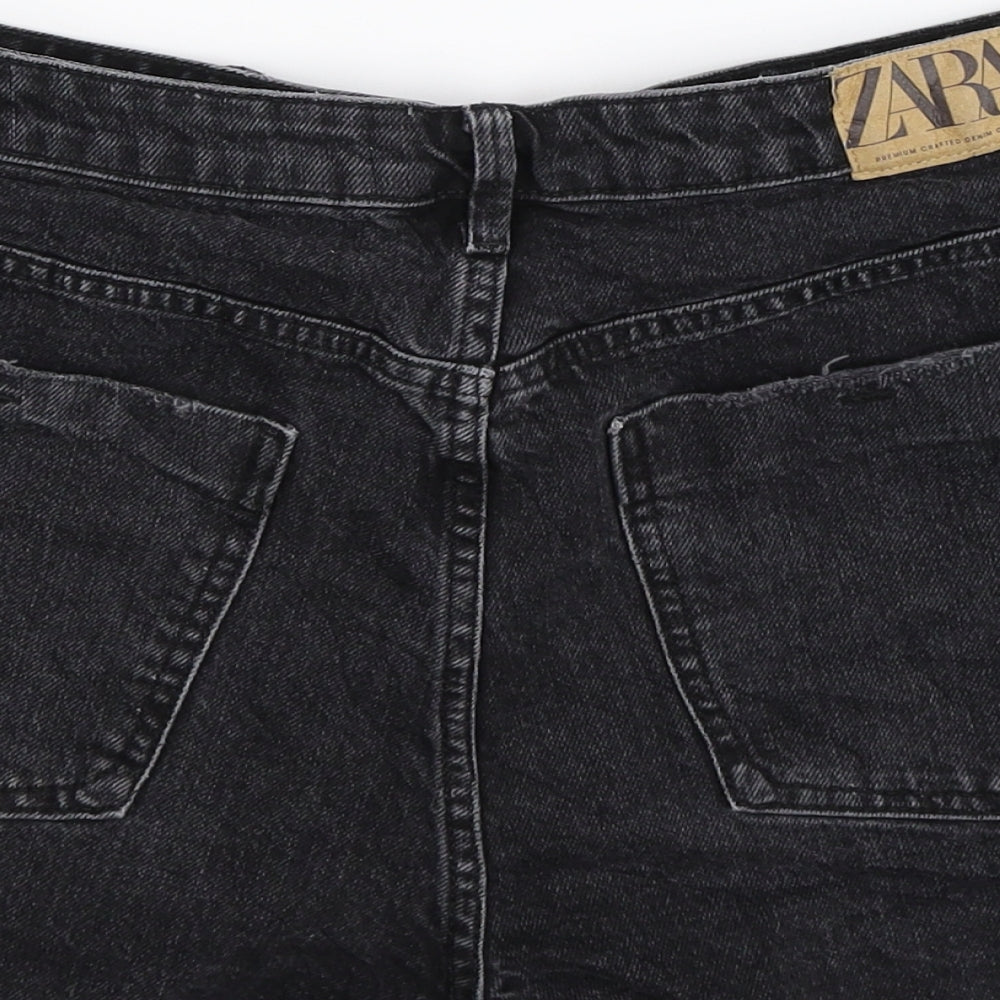 Zara Womens Black  Denim Hot Pants Shorts Size 16