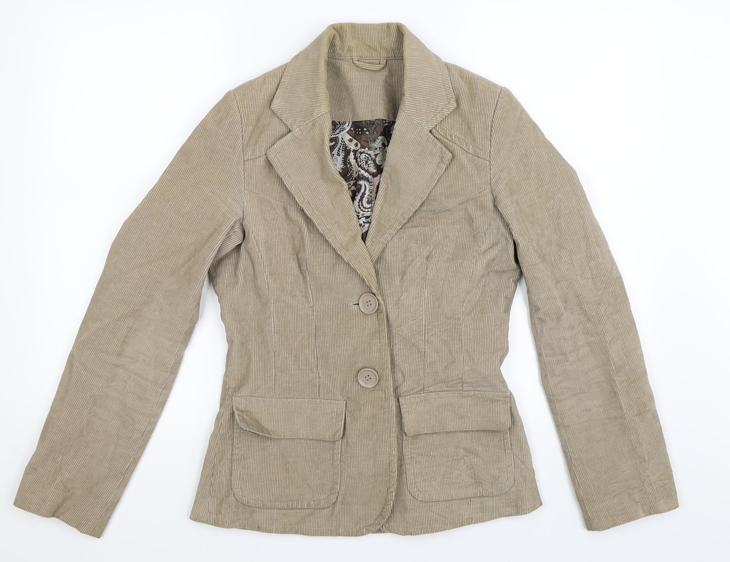 Preworn Womens Beige  Corduroy Jacket Blazer Size 10