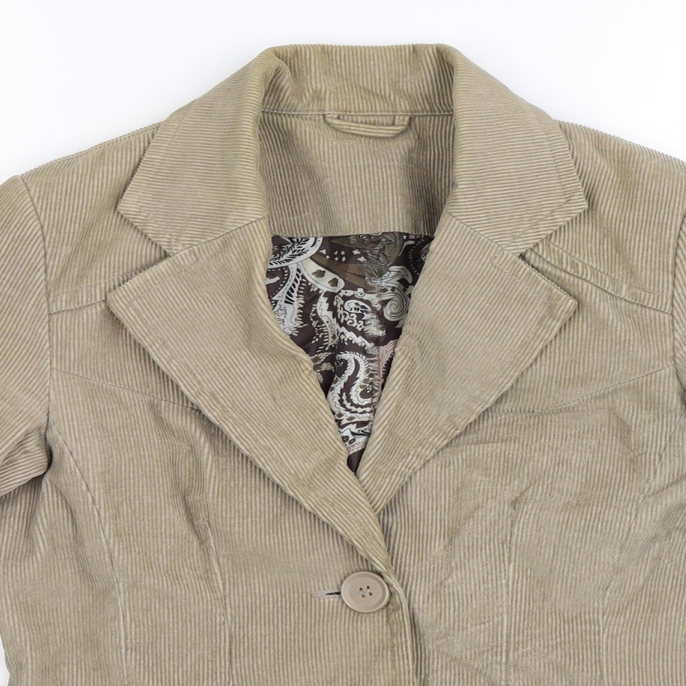 Preworn Womens Beige  Corduroy Jacket Blazer Size 10