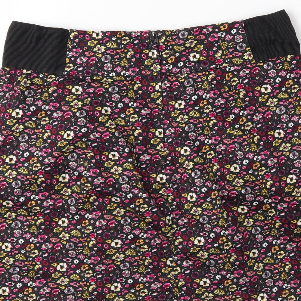 H&M Womens Black Floral  Mini Skirt Size 10