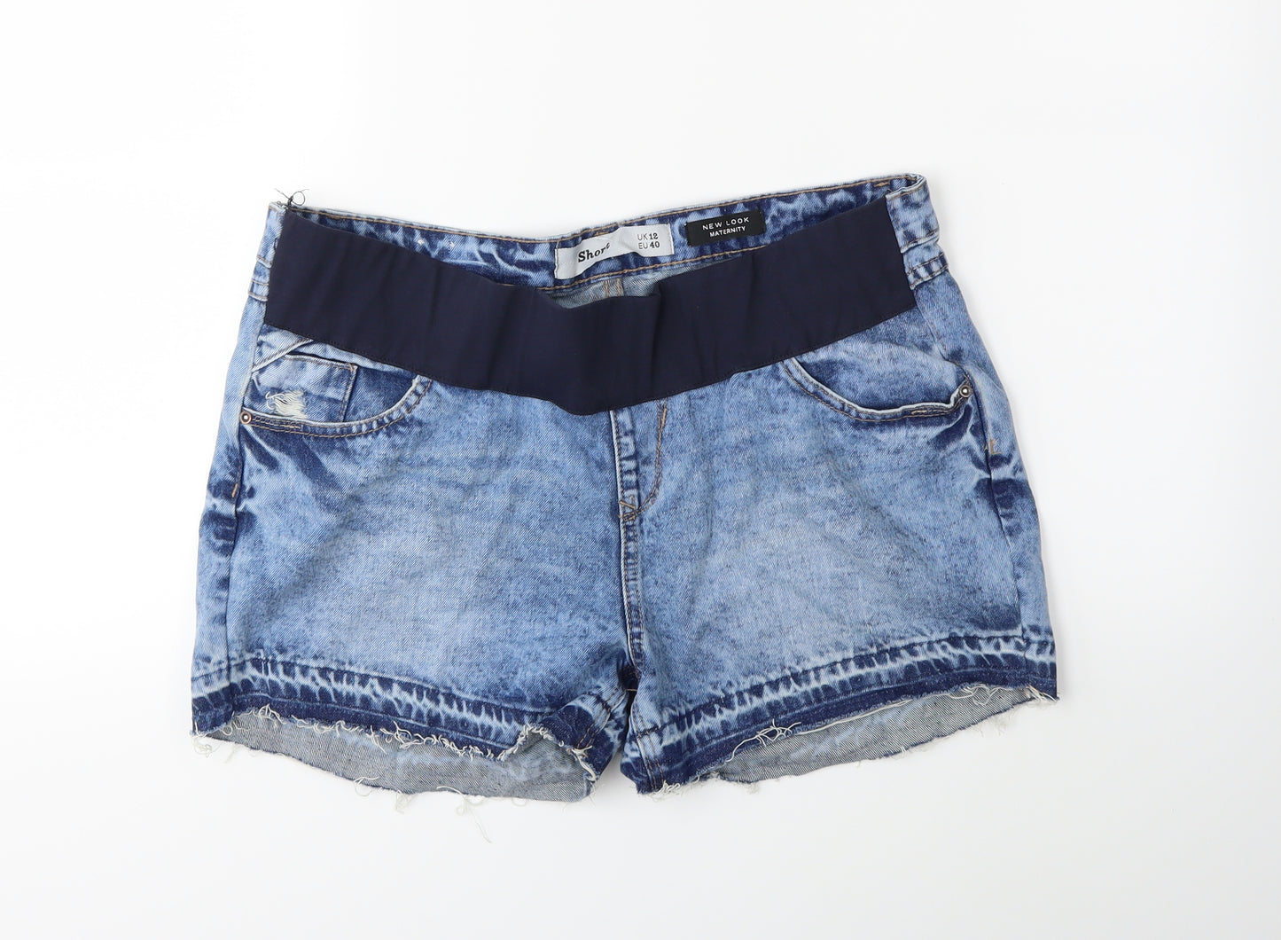 New Look Womens Black  Denim Cut-Off Shorts Size 12