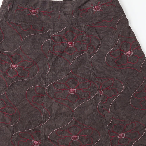 White Stuff Womens Brown Floral Corduroy A-Line Skirt Size 8