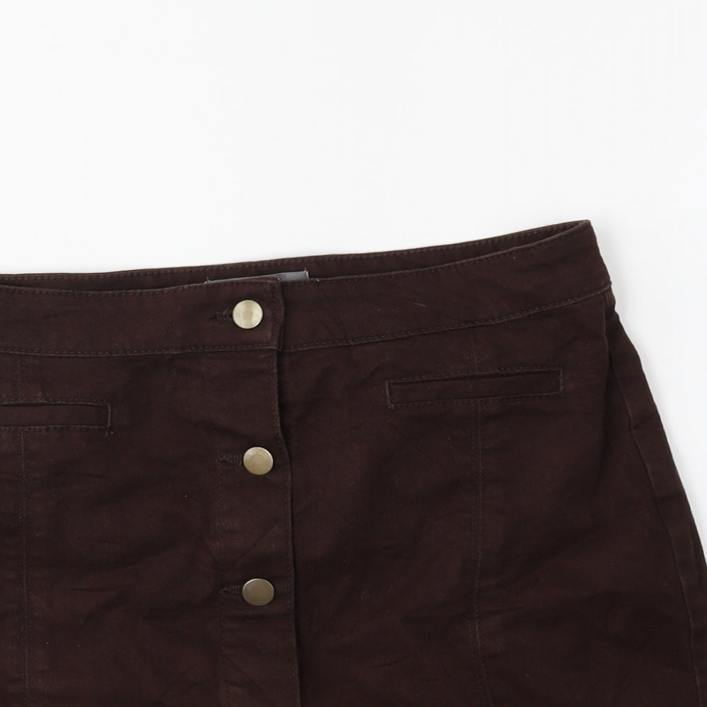 Dorothy Perkins Womens Brown  Denim Mini Skirt Size 10