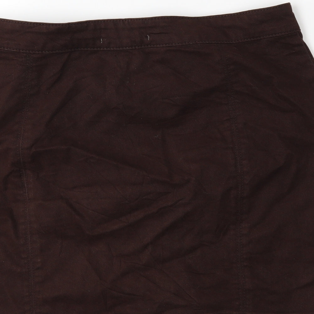 Dorothy Perkins Womens Brown  Denim Mini Skirt Size 10