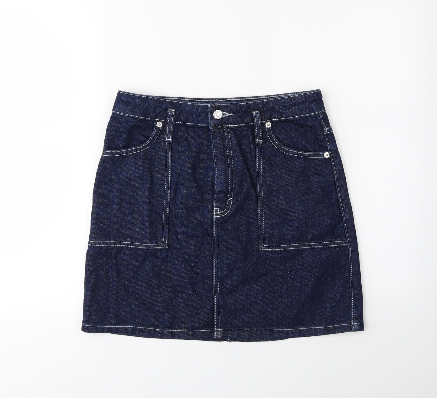 Topshop Womens Black  Denim A-Line Skirt Size 8