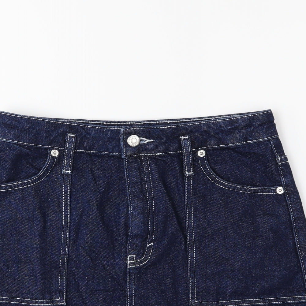 Topshop Womens Black  Denim A-Line Skirt Size 8