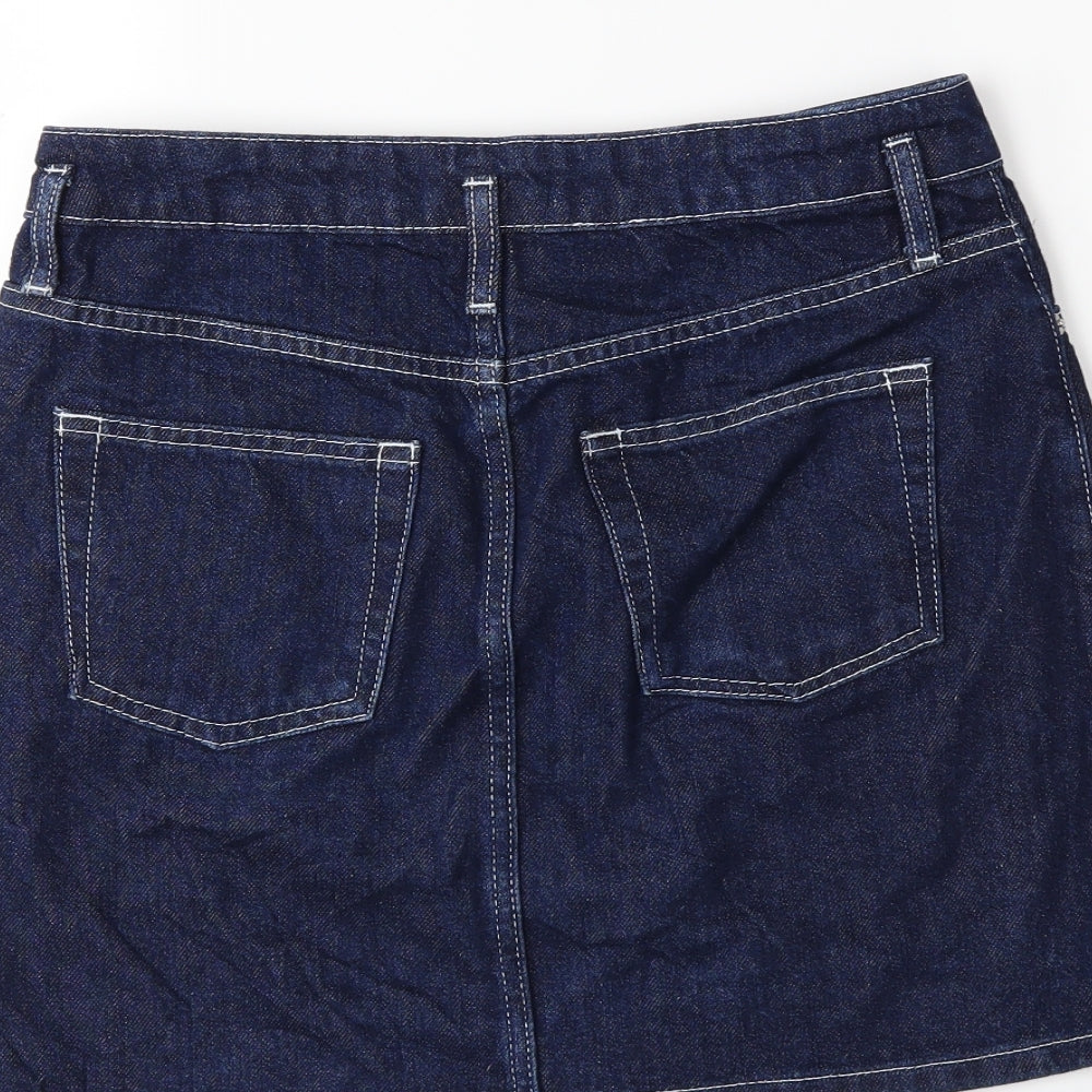 Topshop Womens Black  Denim A-Line Skirt Size 8