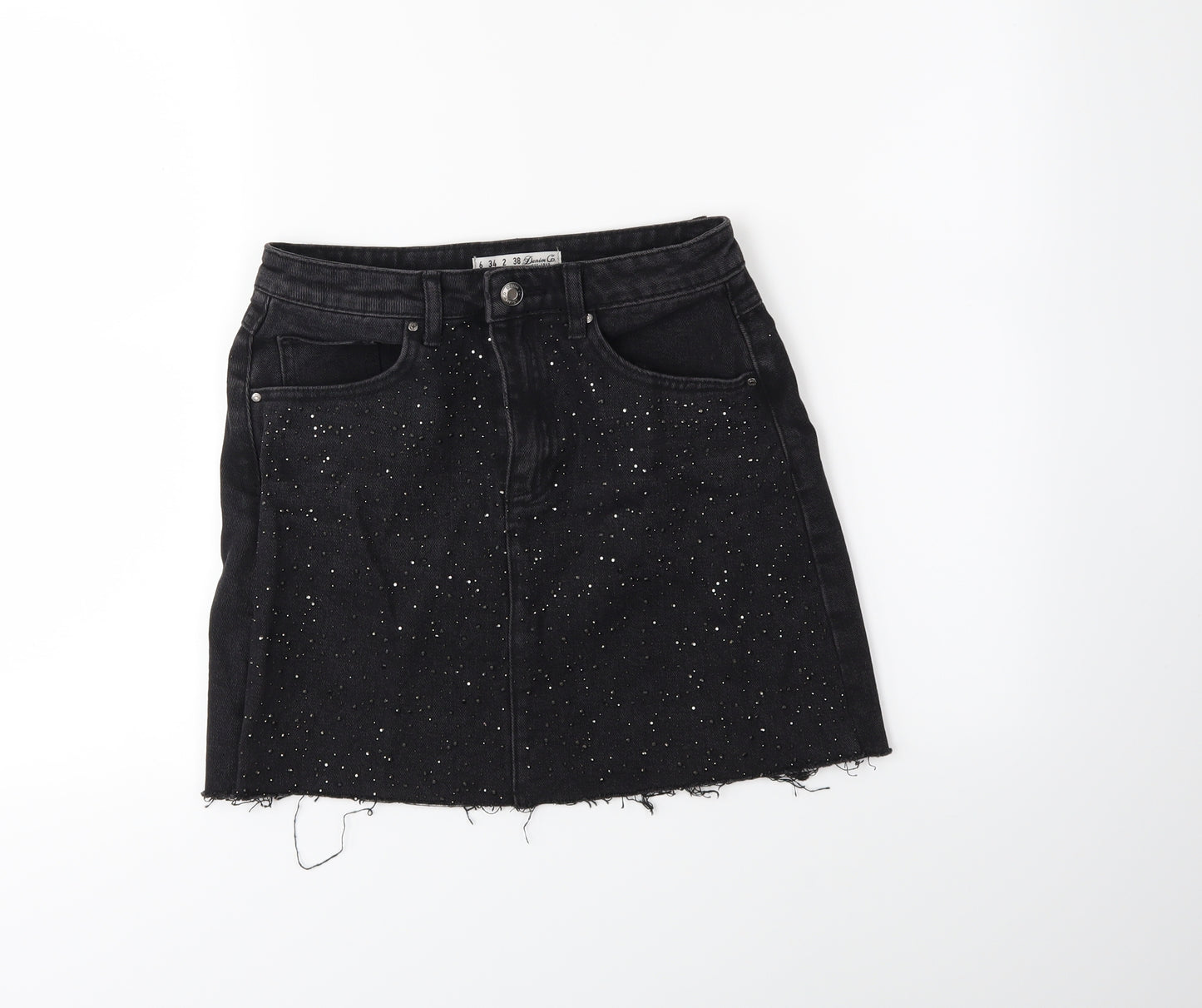 Denim & Co. Womens Black  Denim Mini Skirt Size 6