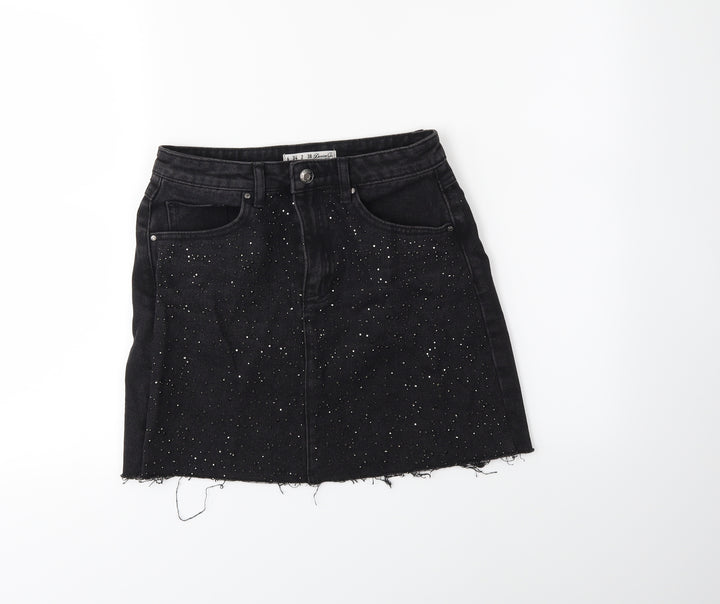 Denim & Co. Womens Black  Denim Mini Skirt Size 6