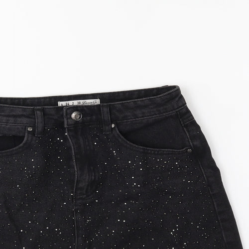 Denim & Co. Womens Black  Denim Mini Skirt Size 6