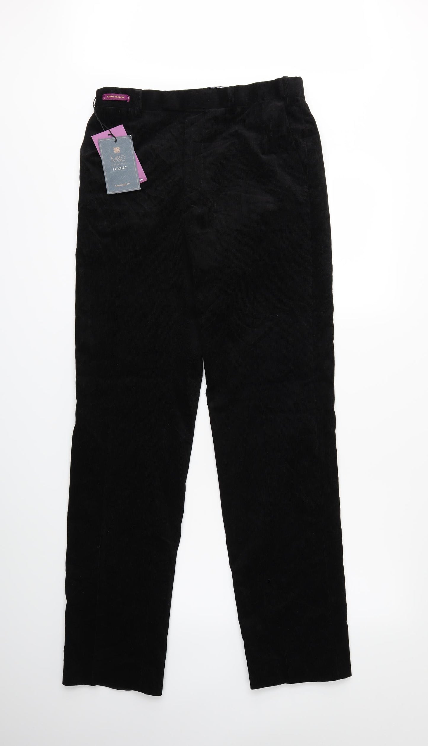 Marks and Spencer Mens Black  Corduroy Trousers   L33 in