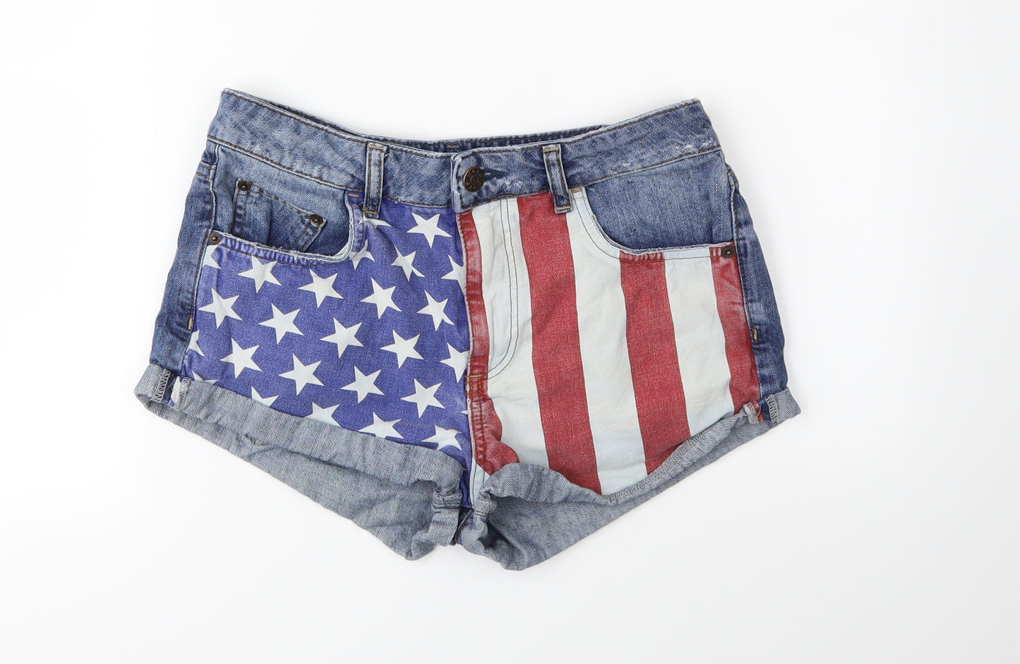 Topshop Womens Blue  Denim Hot Pants Shorts