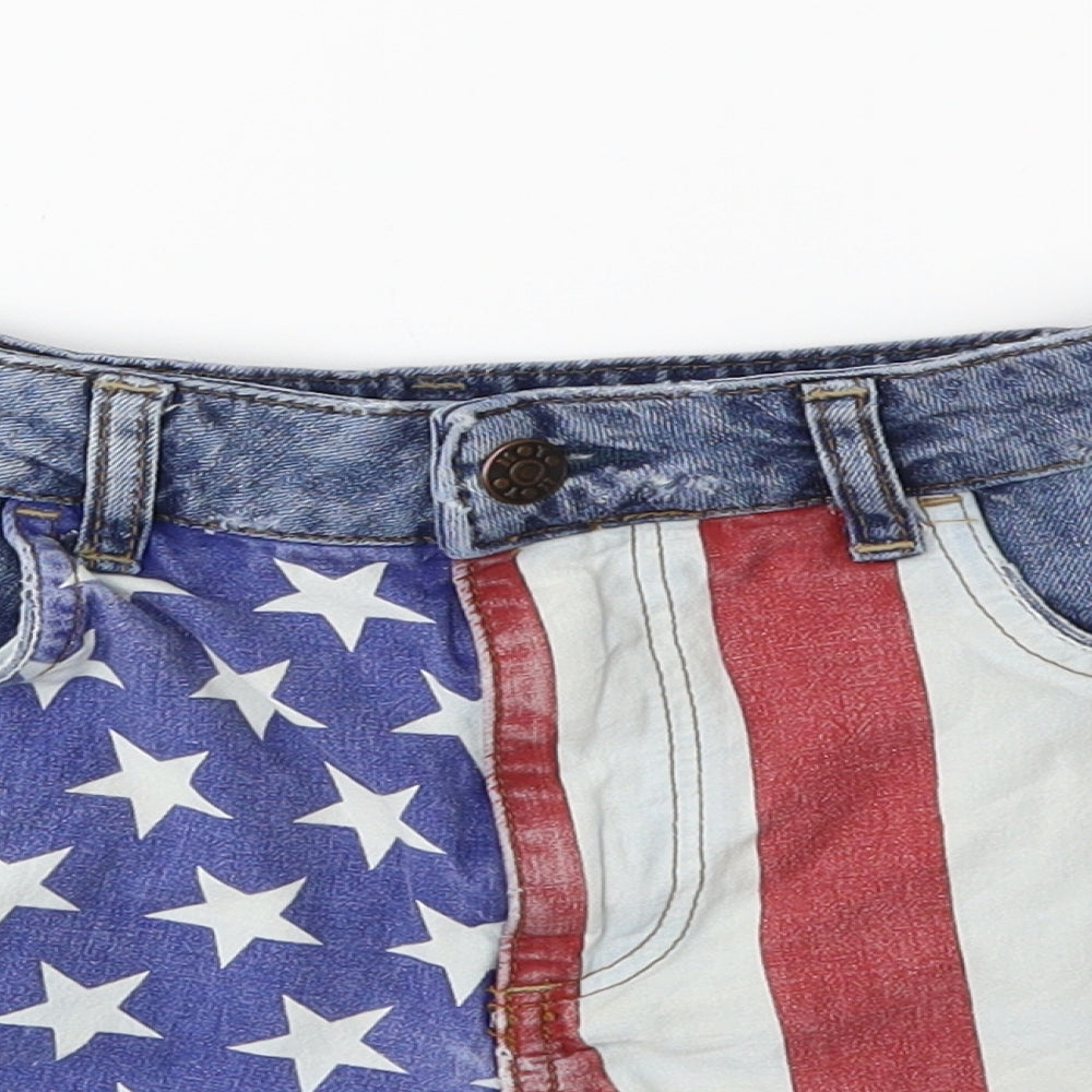 Topshop Womens Blue  Denim Hot Pants Shorts