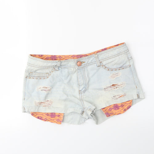Denim & Co. Womens Beige  Denim Hot Pants Shorts Size 12