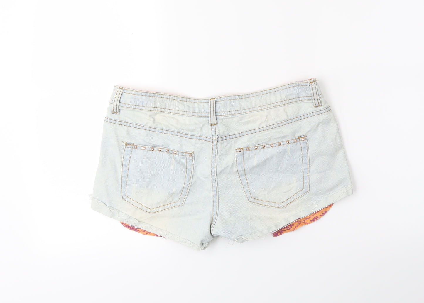 Denim & Co. Womens Beige  Denim Hot Pants Shorts Size 12