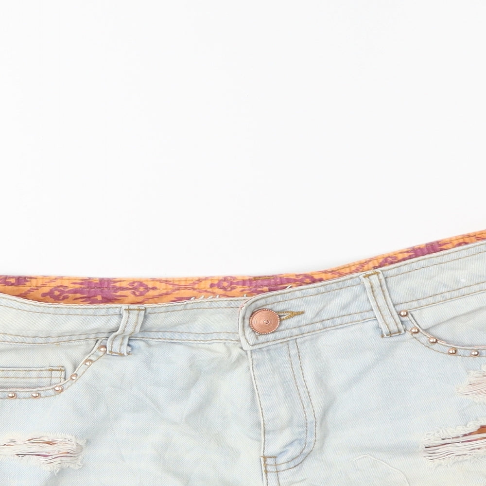 Denim & Co. Womens Beige  Denim Hot Pants Shorts Size 12