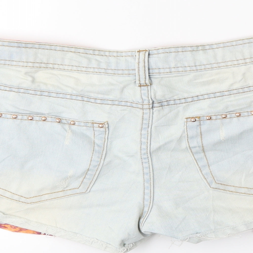 Denim & Co. Womens Beige  Denim Hot Pants Shorts Size 12