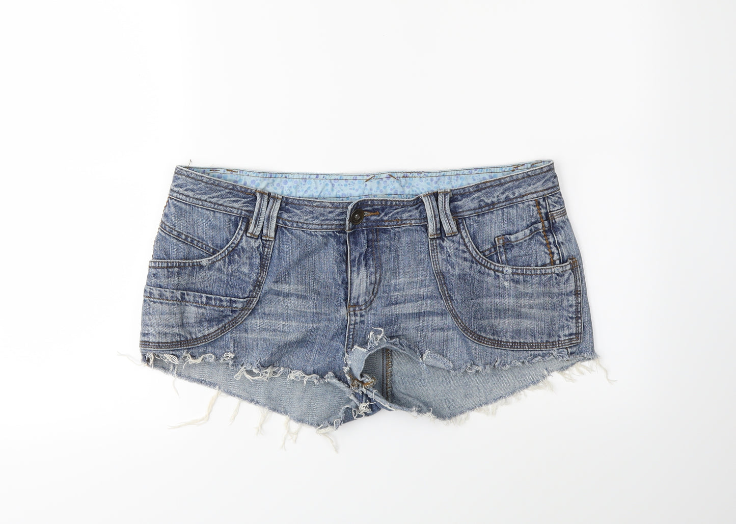 Miss Selfridge Womens Blue  Denim Hot Pants Shorts Size 14