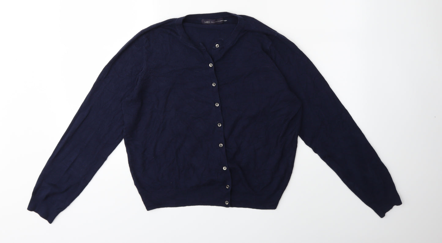 Marks and Spencer Womens Blue  Knit Cardigan Jumper Size 18