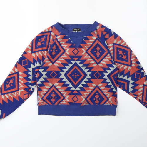 River Island Womens Blue Geometric  Pullover Sweatshirt Size S