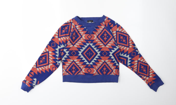 River Island Womens Blue Geometric Pullover Sweatshirt Size S