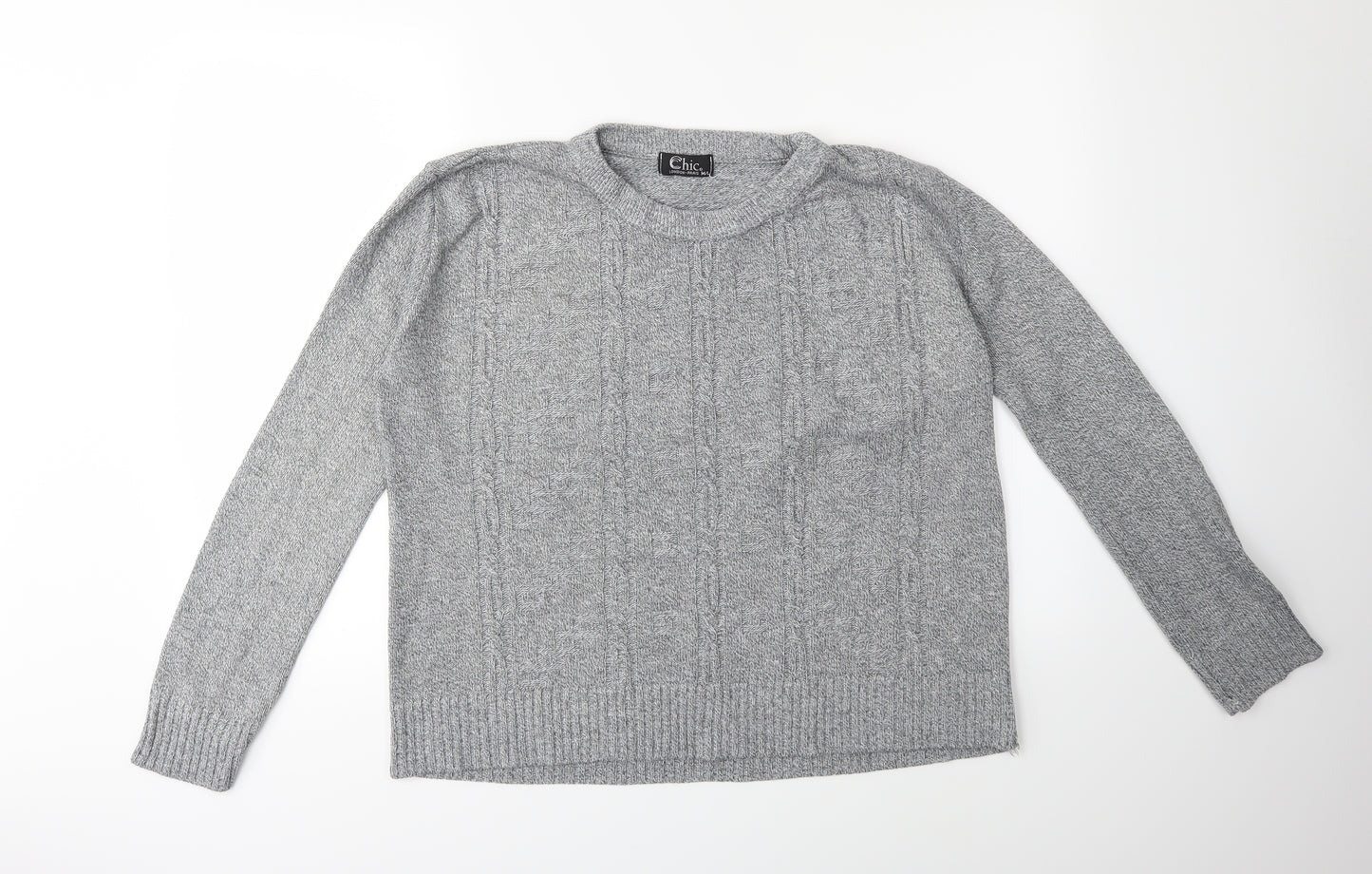 Chic London Paris Womens Grey  Knit Pullover Jumper Size M