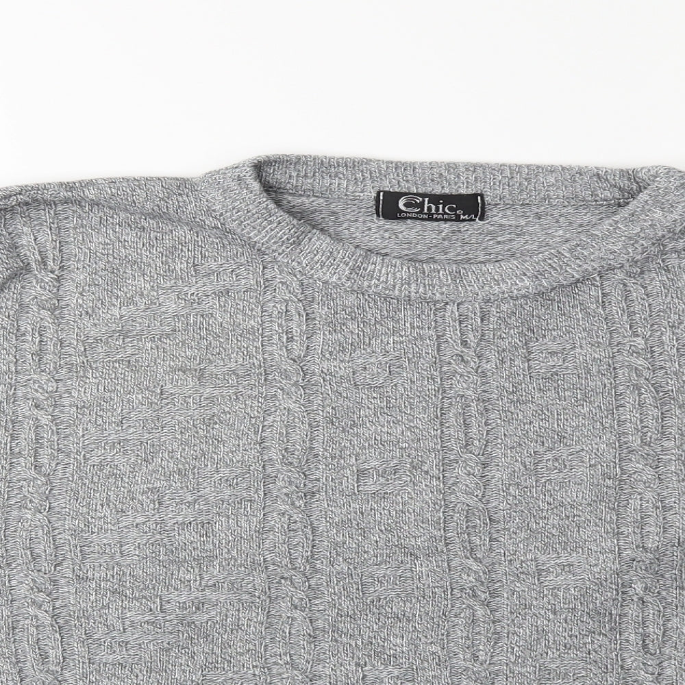 Chic London Paris Womens Grey  Knit Pullover Jumper Size M