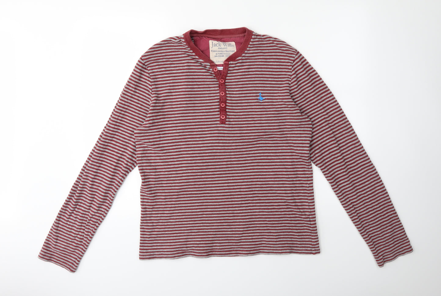 Jack Wills Mens Grey Striped   T-Shirt Size M