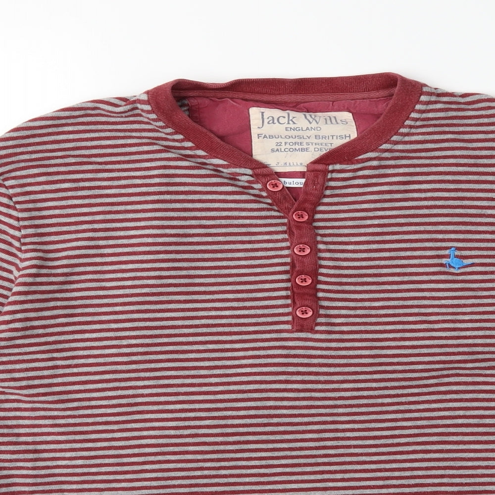 Jack Wills Mens Grey Striped   T-Shirt Size M