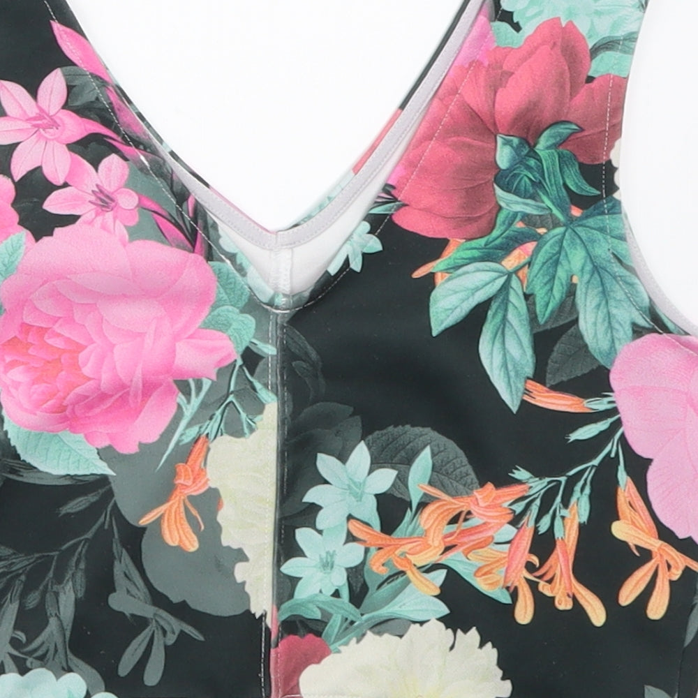 NEXT Womens Black Floral  Basic Tank Size 10