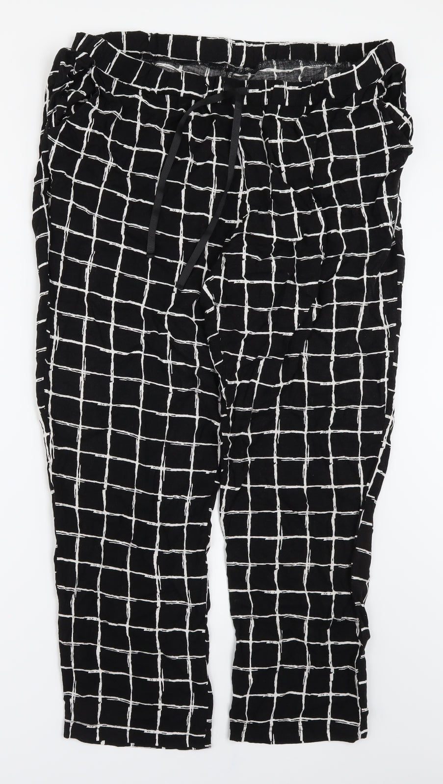 NEXT Womens Black Check  Trousers  Size 18 L26 in