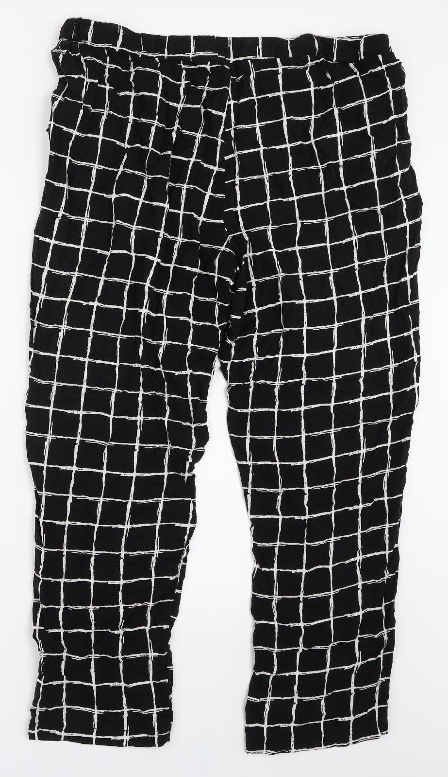 NEXT Womens Black Check  Trousers  Size 18 L26 in