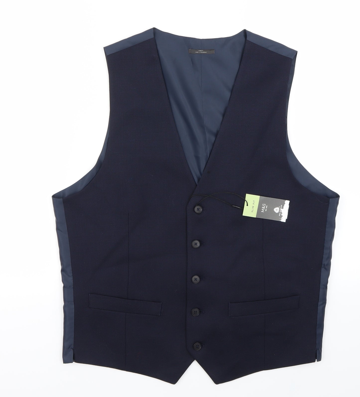 Marks and Spencer Mens Blue   Jacket Suit Waistcoat Size L