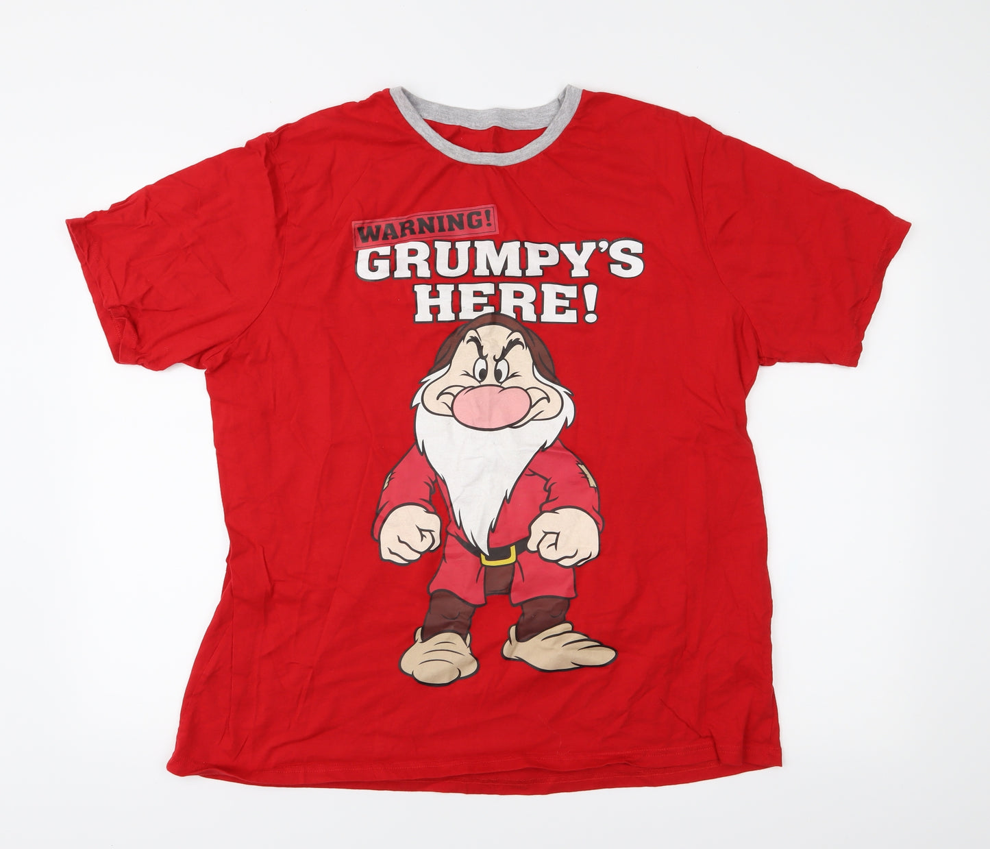 Disney Mens Red  Jersey  T-Shirt Size 2XL  - Disney Grumpy